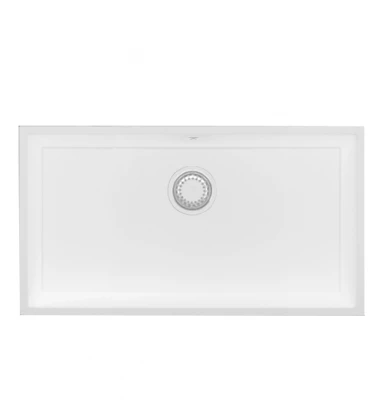 GraniteMy Universal pia grande de granito branca 74x40 cm branca para instalação sobreposta, embutida e nivelada com plugue branco 1208967160