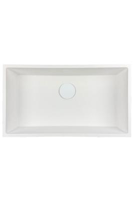 GraniteMy Universal pia grande de granito branca 74x40 cm branca para instalação sobreposta, embutida e nivelada com plugue branco 1208967160
