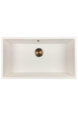 GraniteMy Universal pia grande de granito branco 74x40 cm branca sobrepor, embutida e montagem nivelada com plugue de cobre 1208967162