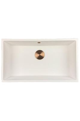 GraniteMy Universal pia grande de granito branco 74x40 cm branca sobrepor, embutida e montagem nivelada com plugue de cobre 1208967162