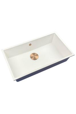 GraniteMy Universal pia grande de granito branco 74x40 cm branca sobrepor, embutida e montagem nivelada com plugue de cobre 1208967162