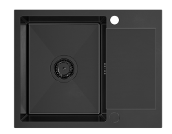 Quadri Dixton 80 Preto PVD Nano Aço Inoxidável Pia 600x480 mm com Escorredor Reversível 1208967197