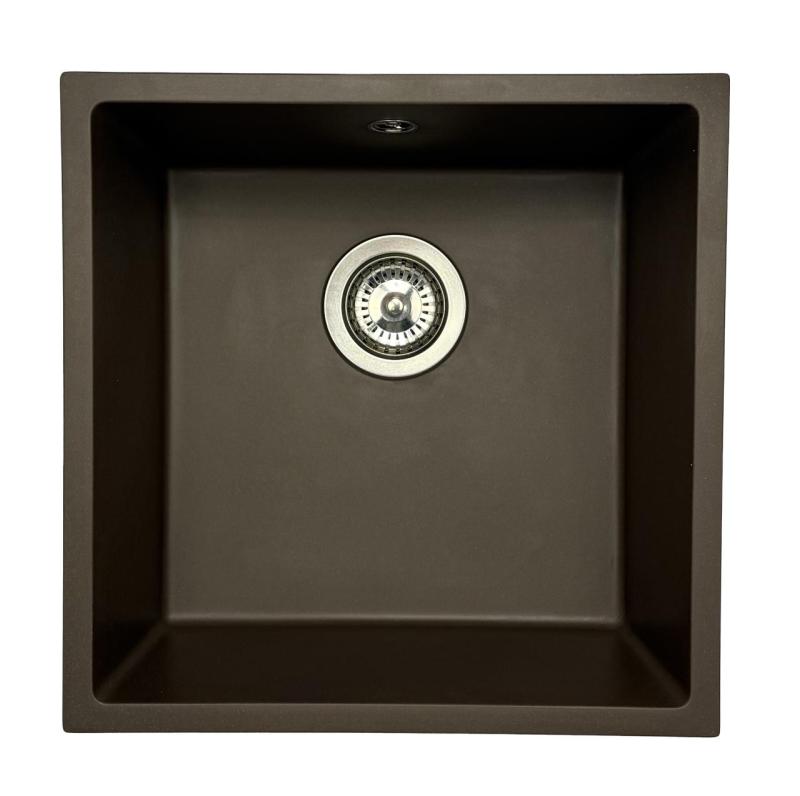 GraniteMy Universal pia de café de granito 40x40 cm montagem superior, montagem inferior e montagem nivelada com plugue de aço inoxidável 1208967212