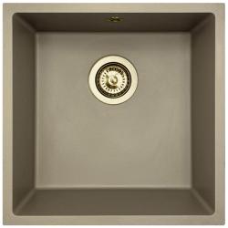 GraniteMy Universal pia de granito taupe 40x40 cm sobrepor, embutir e nivelar com plugue dourado 1208967215