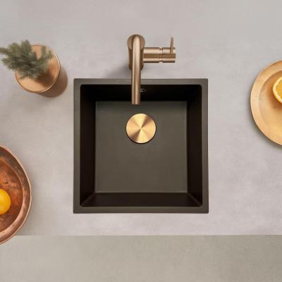 GraniteMy Universal pia de café de granito 40x40 cm para montagem superior, montagem inferior e montagem nivelada com plugue de cobre 1208967217