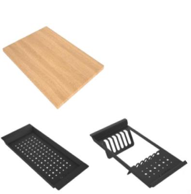 GraniteMy Lava-louças de granito para bancada 56x48 cm preto com plugue preto incluindo acessórios 1208967233