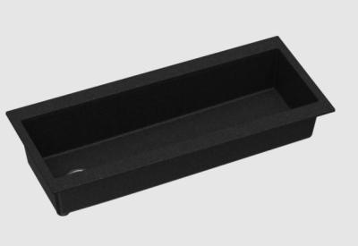 GraniteMy Trog pia de granito muito grande na cor preta 116x50 cm preto de sobrepor com bancada para torneira com plugue de aço inoxidável 1208967236