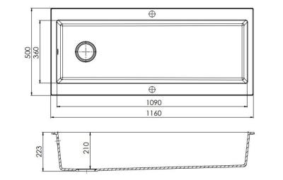 GraniteMy Trog pia de granito muito grande na cor preta 116x50 cm preto de sobrepor com bancada para torneira com plugue de aço inoxidável 1208967236