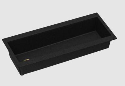 GraniteMy Trog pia de granito preta muito grande 116x50 cm preta de montagem superior com bancada para torneira com ralo dourado 1208967239