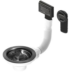 Conjunto de tampões Granitemy PVD escovado gun metal, conjunto de drenagem para lava-loiça incl. transbordamento redondo e retangular 1208967253