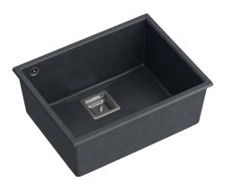 Quadri Quadrangle granito antracite pia de cozinha embutida 55x42cm com plugue de inox 1208967273