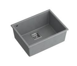 Quadri Quadrangle cinza granito pia de embutir 55x42cm com plugue de aço inoxidável 1208967274