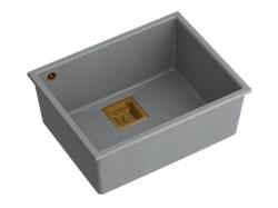 Quadri Quadrangle pia de granito cinza com tampa de cobre 55x42cm 1208967276