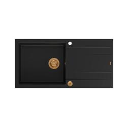 Quadri Luton pia de granito preto com escorredor reversível 100x50cm com plugue de cobre 1208967316
