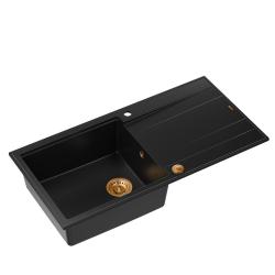 Quadri Luton pia de granito preto com escorredor reversível 100x50cm com plugue de cobre 1208967316