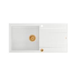 Quadri Luton pia de sobrepor de granito branco com escorredor reversível 100x50cm com tampa de cobre 1208967318