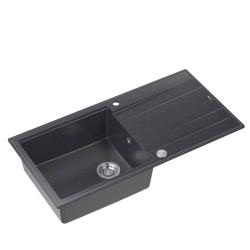 Quadri Luton pia de granito antracite de montagem sobreposta com escorredor reversível 100x50cm com plugue de aço inoxidável 1208967320