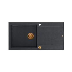 Quadri Luton antracite pia de granito de sobrepor com escorredor reversível 100x50cm com plugue de cobre 1208967321
