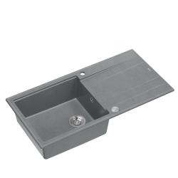 Quadri Luton pia de montagem cinza de granito com escorredor reversível 100x50cm com plugue de aço inoxidável 1208967323