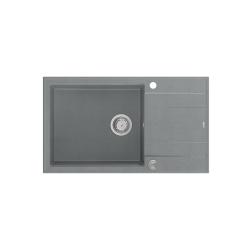 Quadri Luton cinza granítico grande pia de sobrepor com escorredor reversível 86x50cm com válvula de aço inoxidável 1208967330