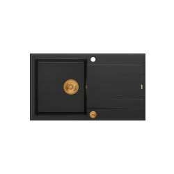 Quadri Luton pia de granito preto de sobrepor com escorredor reversível 86x50cm com plugue de cobre 1208967337
