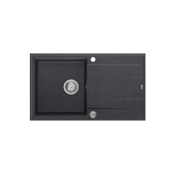 Quadri Luton pia de montagem em granito antracite com escorredor reversível 86x50cm com plugue de aço inoxidável 1208967343