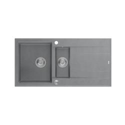 Quadri Luton cinza granito bancada 1,5 pia com escorredor reversível 100x50cm com plugue inox 1208967350