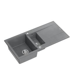 Quadri Luton cinza granito bancada 1,5 pia com escorredor reversível 100x50cm com plugue inox 1208967350