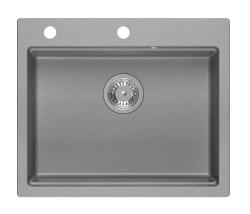 Quadri Durham pia de granito cinza 595x500 com dispenser de sabão, tábua de cortar e esteira de rolo 1208967378