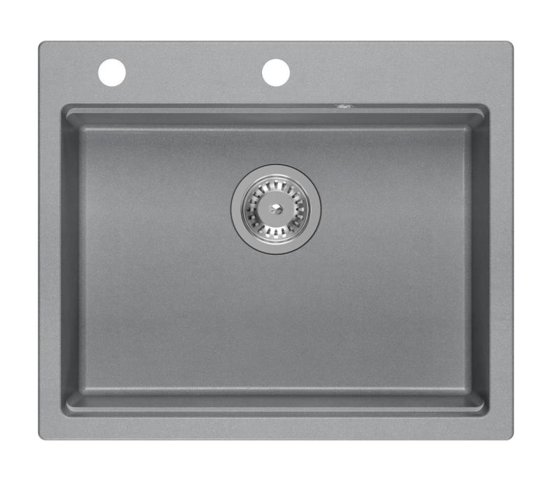 Quadri Durham gray granite built-in sink 595x500 with soap dispenser, cutting board, insert sink and roll mat 1208967378