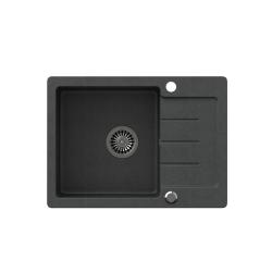 Pia de granito antracite Quadri Kendal com escorredor, 60x44cm, reversível 1208967400