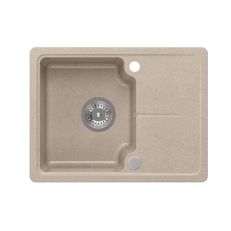 Quadri Kendal beige sand granite inset sink 58x44cm with drainer 1208967405