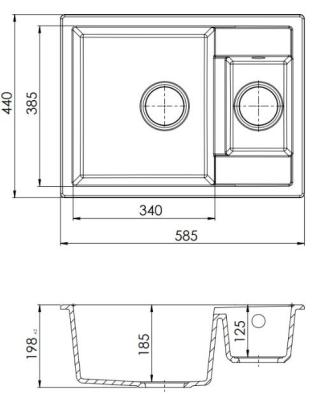 GraniteMy Smart extra rasa pia de granito sobreposta branca 1,5 cubas 58x44cm 1208967418