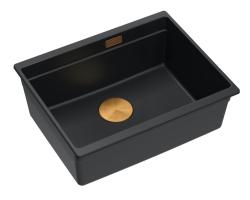 Quadri Newport II pia de granito embutida preta 560x450mm com ralo e tampa de escoamento de cobre 1208967450