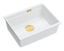 Quadri Newport II pia de granito branco para montagem inferior 560x450mm com ralo dourado 1208967451