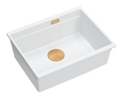 Quadri Newport II pia de granito branco embutida branca 560x450mm com tampa de cobre 1208967452