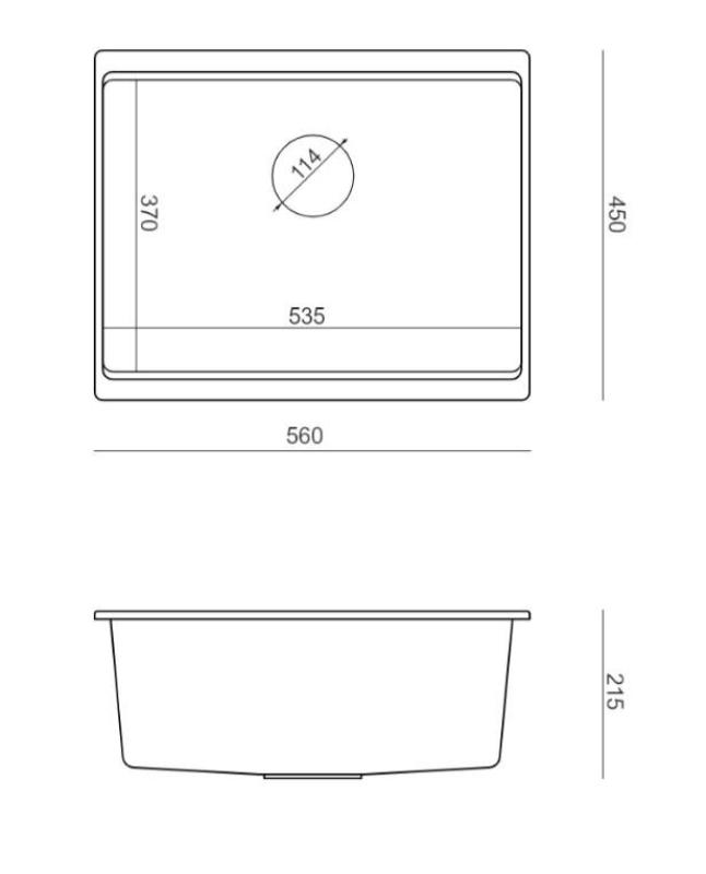 Quadri Newport II taupe granite undermount sink 560x450mm with stainless steel plug and cap 1208967453