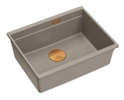 Quadri Newport II pia de granito de embutir taupe 560x450mm com tampa de ralo e plugue de cobre 1208967455