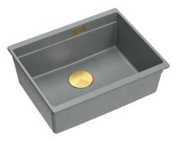 Quadri Newport II granito embutido cinza pia 560x450mm com tampa de ouro e tampinha de escoamento 1208967457
