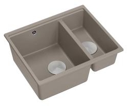 Quadri Newport II taupe 1,5 pia de granito para montagem superior e inferior 555x460mm com plugue de aço inoxidável 1208967466