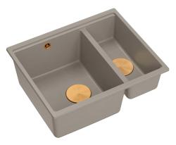 Quadri Newport II taupe 1,5 pia de granito sobrepor e de embutir 555x460mm com válvula de cobre 1208967468