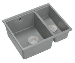 Quadri Newport II cinza 1,5 pia de granito montagem superior e inferior 555x460mm com plugue de aço inoxidável 1208967469