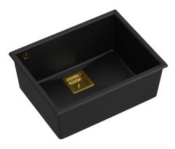Quadri Quadrangle pia de granito preto embutida 55x42cm com ralo dourado 1208967475