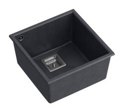 Quadri Quadrangle granito antracite pia de cozinha embutida 42x42cm com plugue de aço inoxidável 1208967486