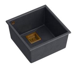 Quadri Quadrangle granito antracite pia embutida 42x42cm com ralo de cobre 1208967488
