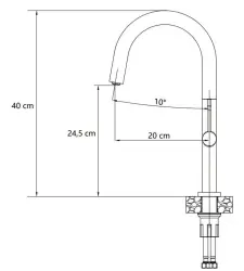 Quadri Brighton misturador de cozinha preto fosco com partes douradas e bica giratória 1208967502