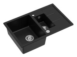 Quadri Brenton pia de sobrepor em granito preto com 1,5 cubas e escorredor 78x50cm com plugue de aço inox 1208967553