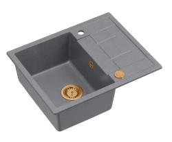 Quadri Dalton cinza pia de granito com superfície de escorrimento 62x50cm com plugue de cobre 1208967566