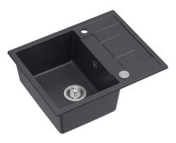 Quadri Dalton antracite pia de granito de sobrepor com área de escorrimento 62x50cm com plugue de aço inoxidável 1208967570