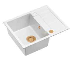 Quadri Dalton pia de granito branco com escorredor 62x50cm com plugue de cobre 1208967575